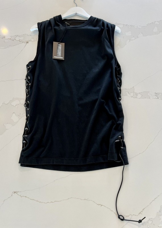 New With Tags Rare Runway Dsquared2 Black Studded Tank Top Sleeveless Shirt M gallery