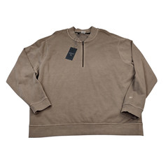 VRST 1/2 Zip Pullover – Men 2XL Washed Terry Bomber Warm Mushroom (Tan) Sweater