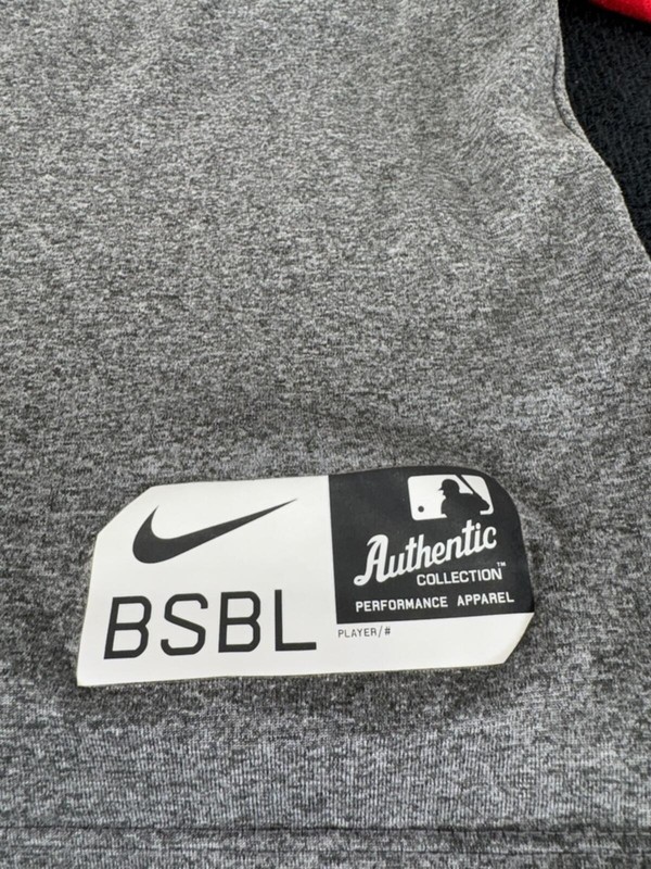 Nike Red Sox Gray and Red Raglan Long Sleeve Shirt 2289 gallery