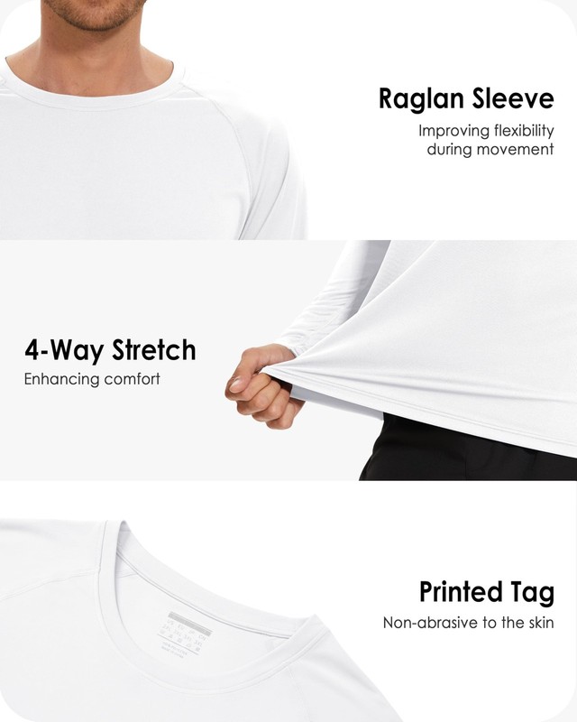 Mens Long Sleeve T Shirts UPF 50+ Sun Protection Clothing UV SPF Shirts Rash ... gallery