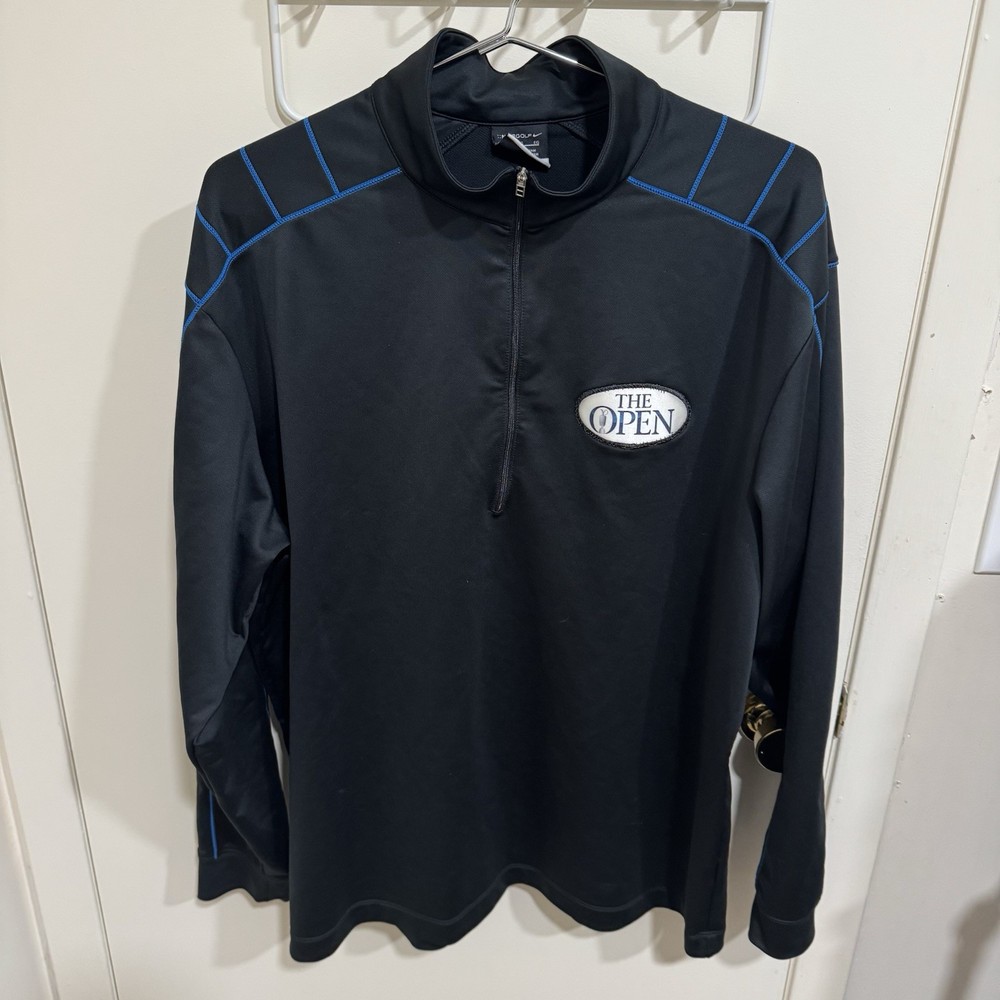 Nike Golf Pullover Mens X-Large The Open 1/4 Zip Black Jacket Performance