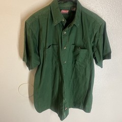 Vintage COLEMAN 100% Cotton Utility/Camping Shirt Mens L Green RN 69082 Made USA