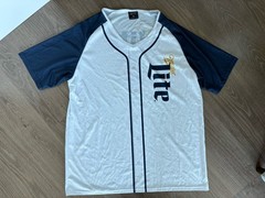 Miller Lite Beer Pullover Baseball Jersey Shirt Promo Men’s Sz XL Double Sided
