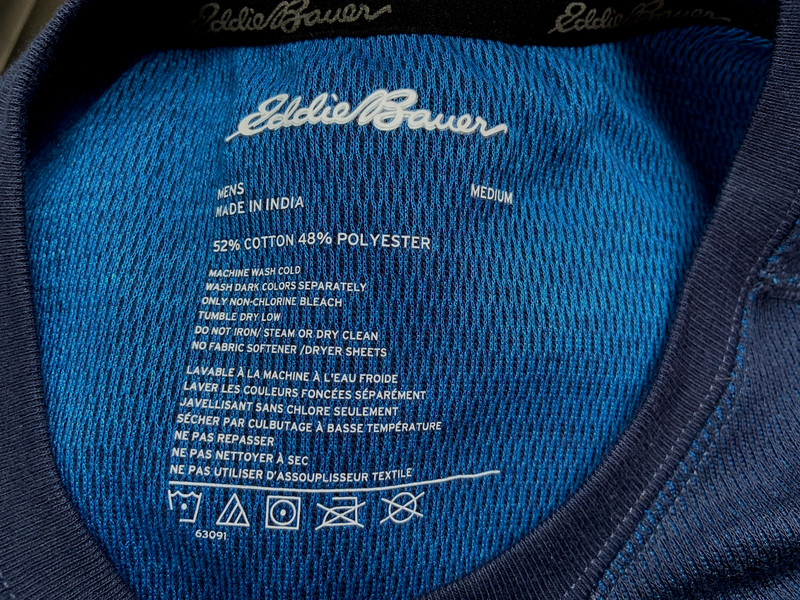 Eddie Bauer Heavyweight Doubleknit Thermal Crew Top Shirt Blue M Retail $40 gallery