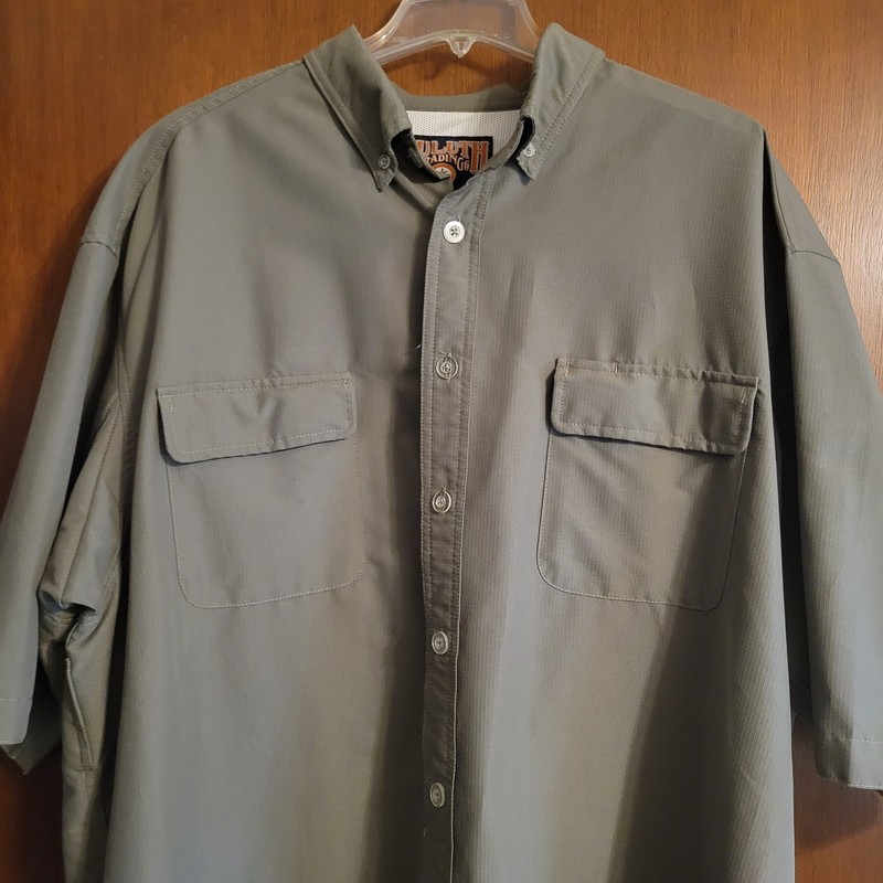 Duluth Trading Co Button Down Shirt Mens 2XLT Green SS Fishing Vented Hiking gallery