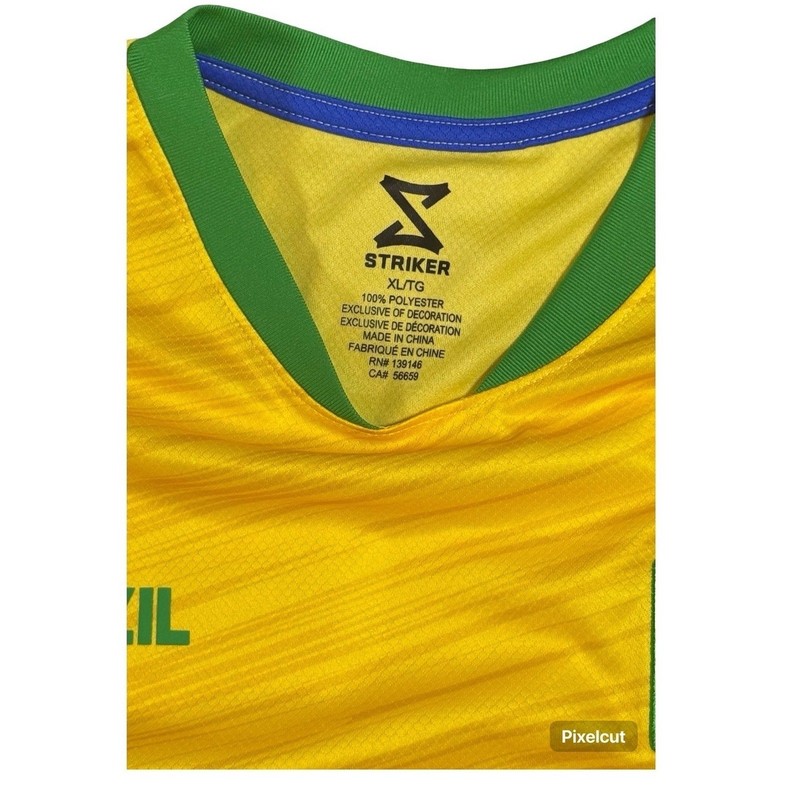 Striker Brazil Soccer Jersey Mens XL Yellow Green Blue Flag Patch New NWT gallery
