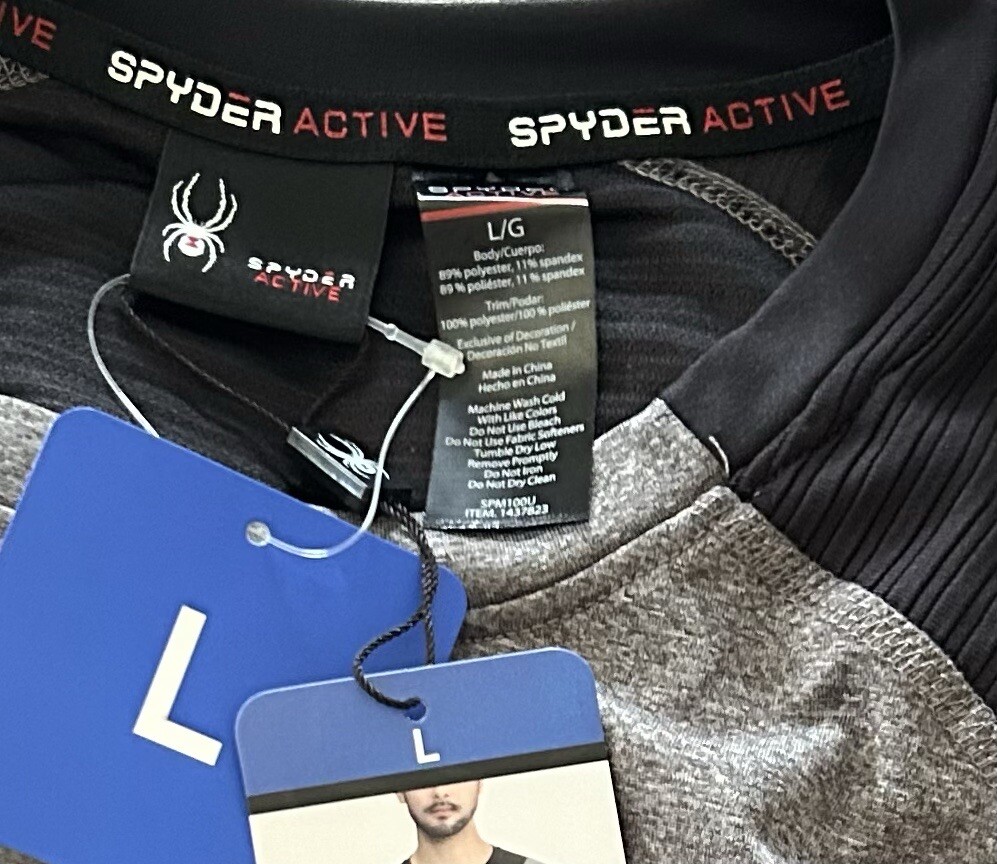 Spyder Active Men’s Long Sleeve Shirt, Color Gray, Large, Stretch, Wicking. gallery