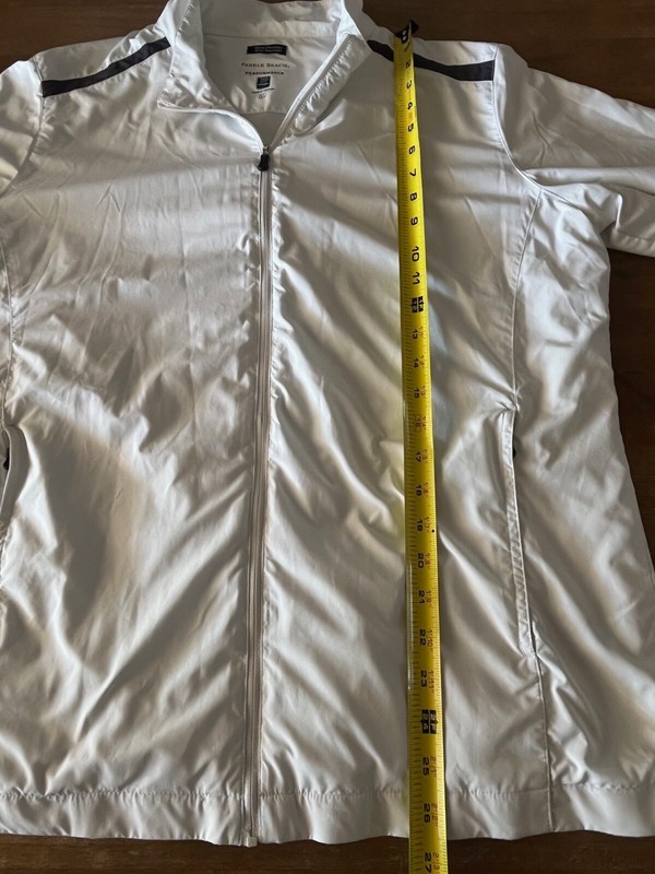 Mens PEBBLE BEACH Performance White Zip Up Jacket XL Water and Wind resistant EC gallery