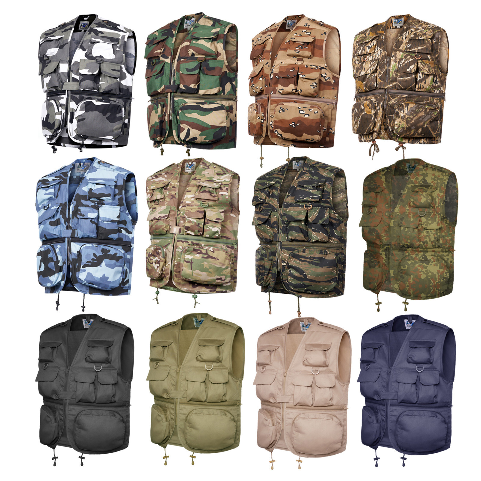 Fishing Vest Hiking Outdoor Work Hunting Shooting Pocket Waistcoat Camo Desert gallery