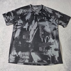 Under Armour Mens XL T-Shirt Grey Black Abstract HeatGear Performance Tee