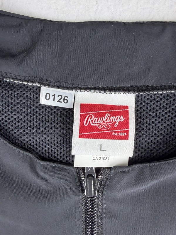 Rawlings Men's Baseball Batting Cage Jacket Black Short Sleeve Quarter Zip Large gallery
