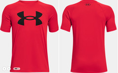 Under Armour UA Tech Big Logo Boys XS Red Fitted Crew Neck T-Shirt Performance