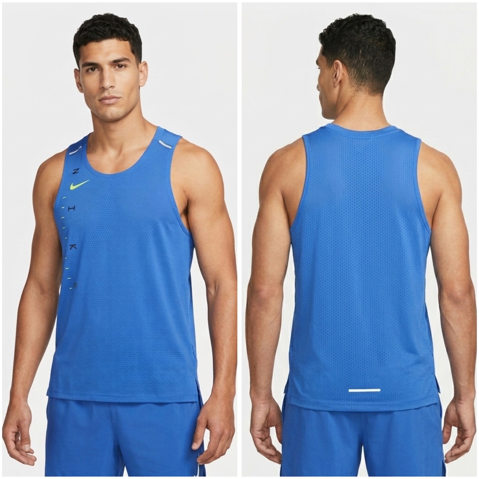 Nike Running Dri-FIT Miler Tank Top Mens Large Blue Mesh Singlet CU5982-405 gallery