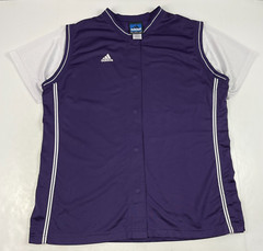 VINTAGE Adidas Shirt Mens Extra Large Purple Jersey Basketball Baseball Snap Up