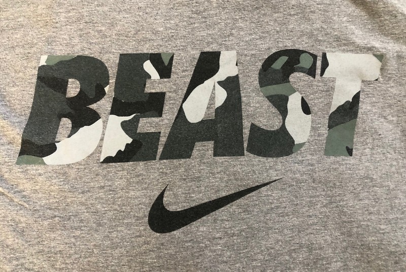 Nike Athletic Cut Camouflage BEAST SWOOSH Basketball Bodybuilding SkateTShirt XL gallery