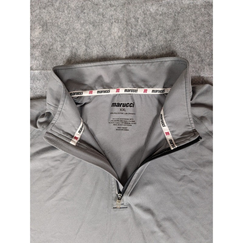 Marucci Mens Grey Quarter Zip Pullover Long Sleeve Athletic Performance Shirt gallery