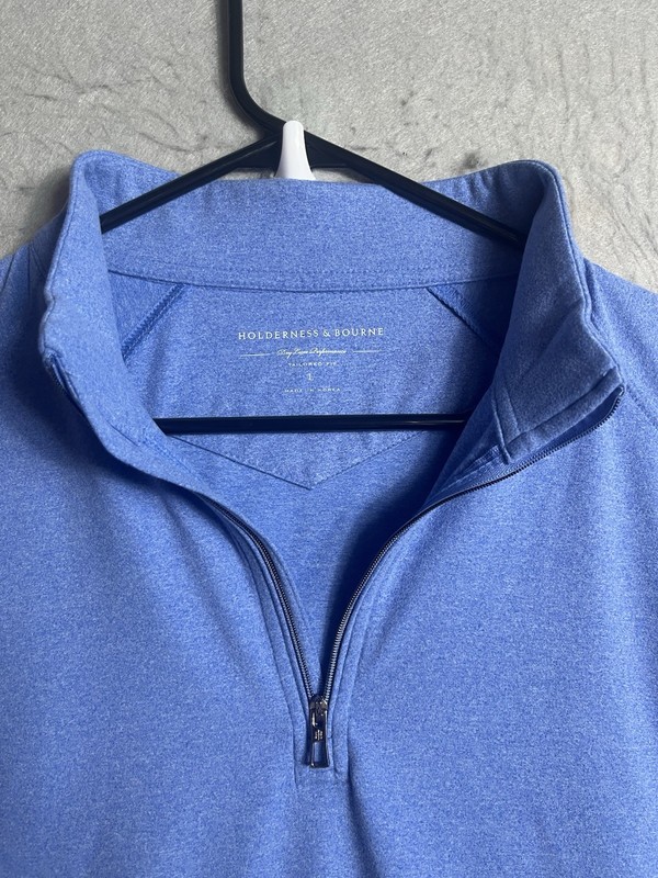 Holderness Bourne Pullover Mens Large Blue Westland 1/4 Zip Golf Performance gallery