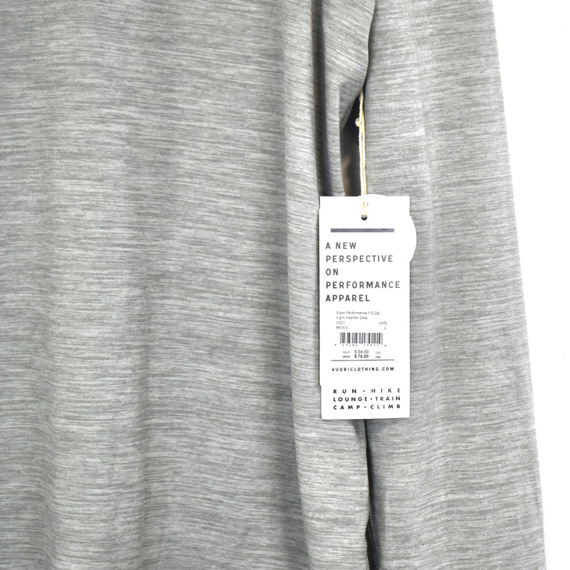 NWT VUORI Ease Performance Half Zip Shirt Mens L Gray Lightweight Pocket V221 gallery
