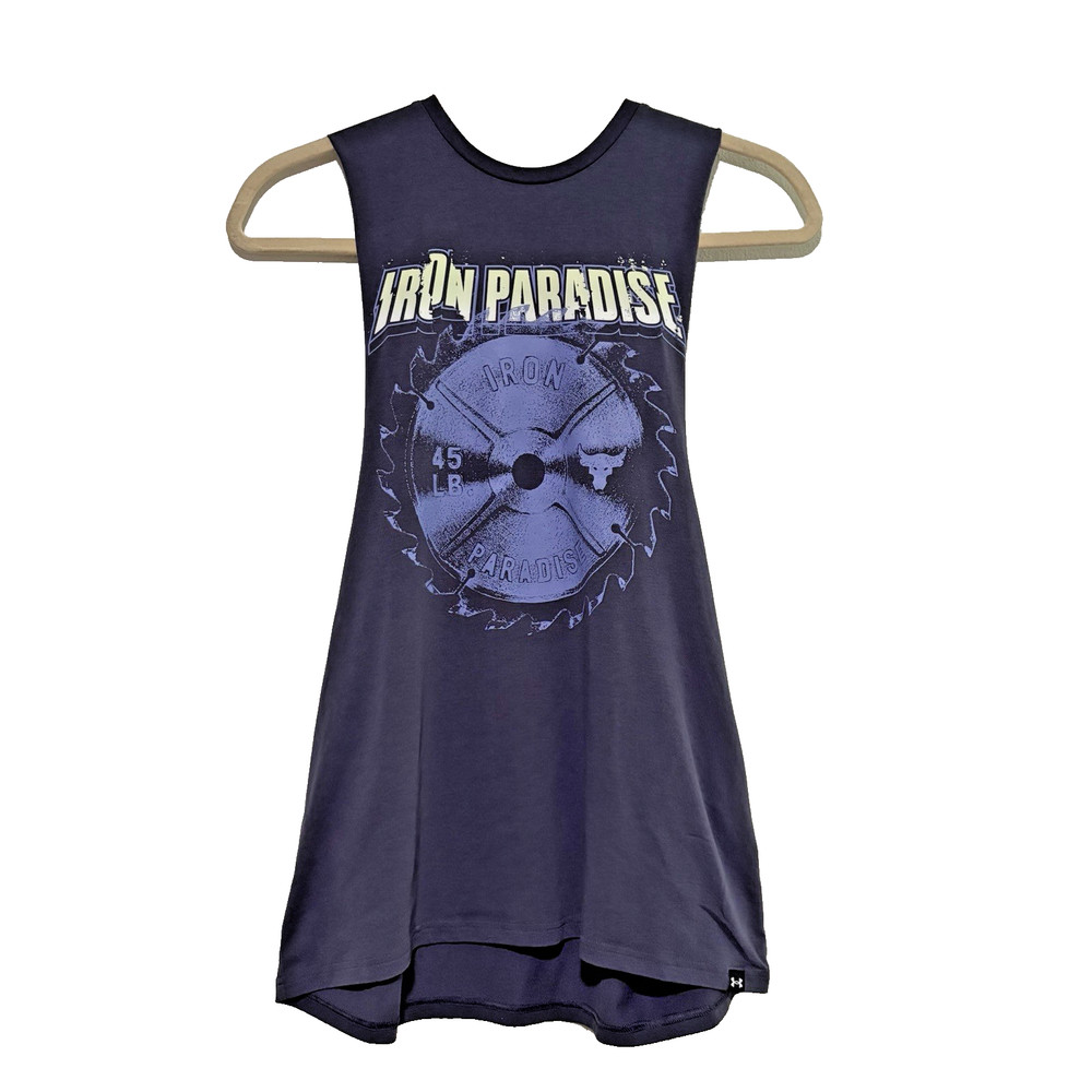 Under Armour Project Rock Purple Sleeveless Iron Paradise 45lb Blade Tank Top L