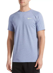 NIKE Essential Heathered Hydroguard Swim Shirt sz S Small Indigio Fog UPF 40+