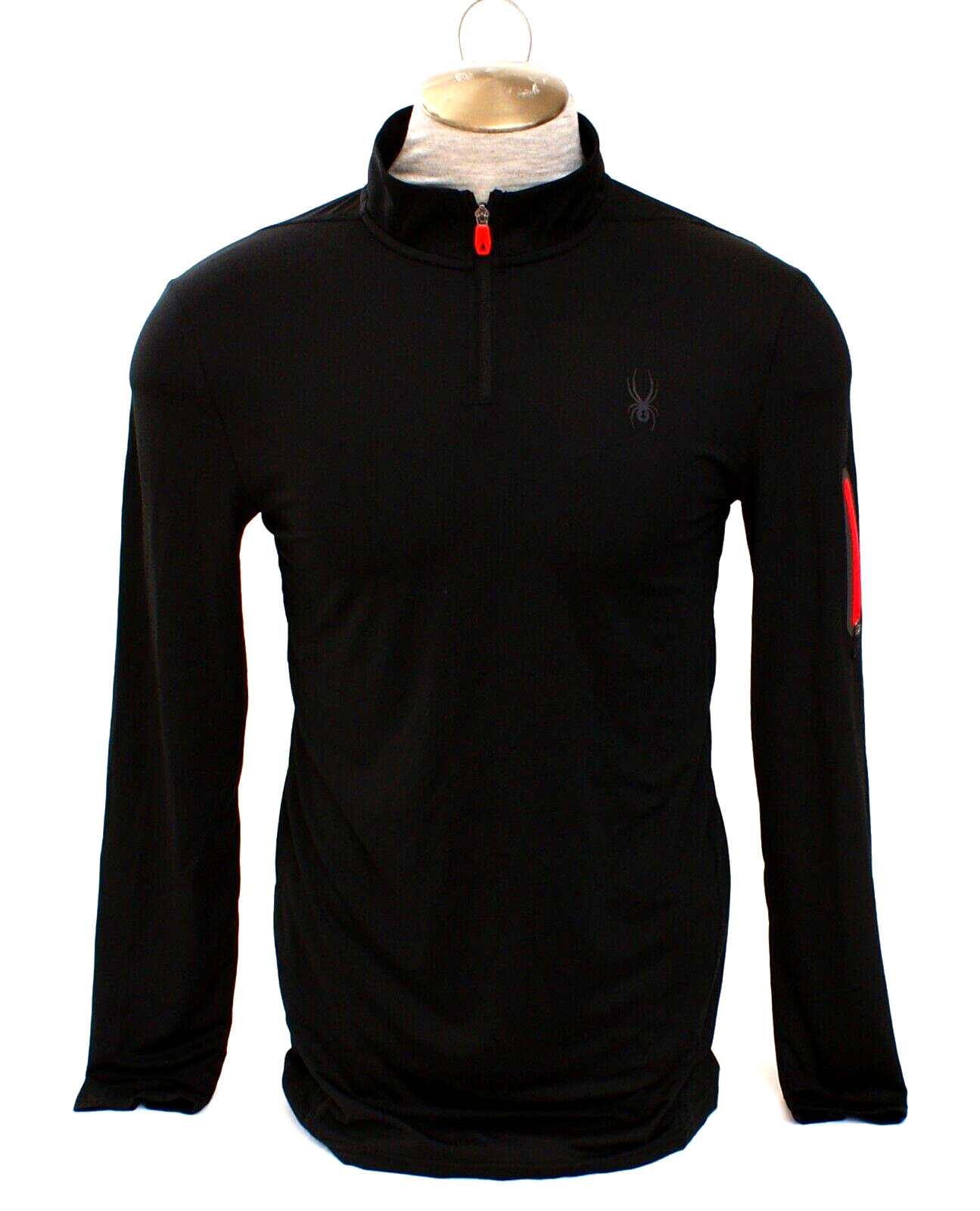 Spyder Men's M Black 1/4 Zip Long Sleeve Pullover Shirt ProWeb Stretch Quick Dry gallery