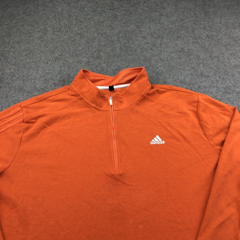 Adidas Pullover Mens 4XL Orange 1/4 Zip Long Sleeve Primegreen Athletic Top gallery