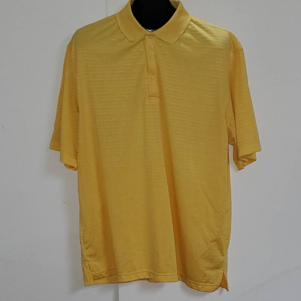 Pro Player Mens Activewear Polo Shirt Yellow Stripe Cutaway Collar Buttons XL gallery