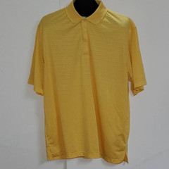 Pro Player Mens Activewear Polo Shirt Yellow Stripe Cutaway Collar Buttons XL