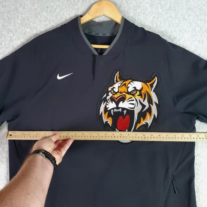 Nike Hot Baseball Jacket Mens XL Black Tiger Mascot Short Sleeve Pullover 715061 gallery