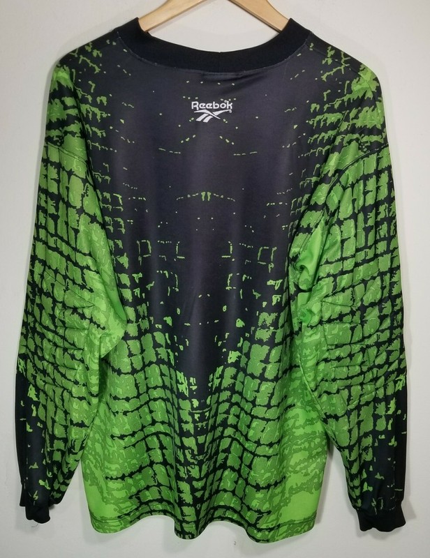 Vintage Reebok Goalkeeper Soccer Jersey Green Croc Print 90s USA Made Mens Large gallery
