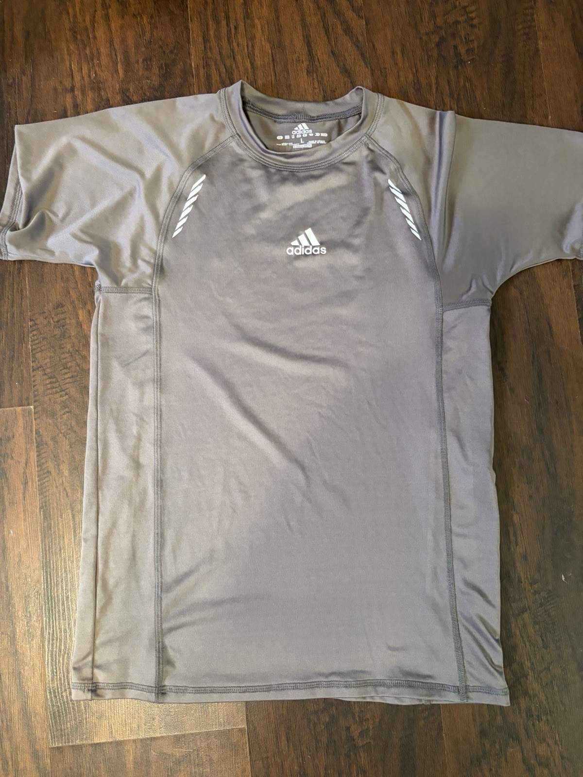 adidas Clima365 Men's Gray Solid Reflective Athletic Fit Crew Neck T-Shirt L gallery