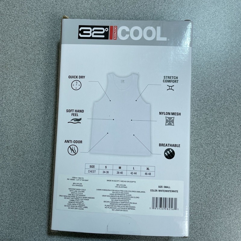 NWT 32 Degrees Cool Men's S White Comfort Mesh Tank 3-Pack B1750 gallery