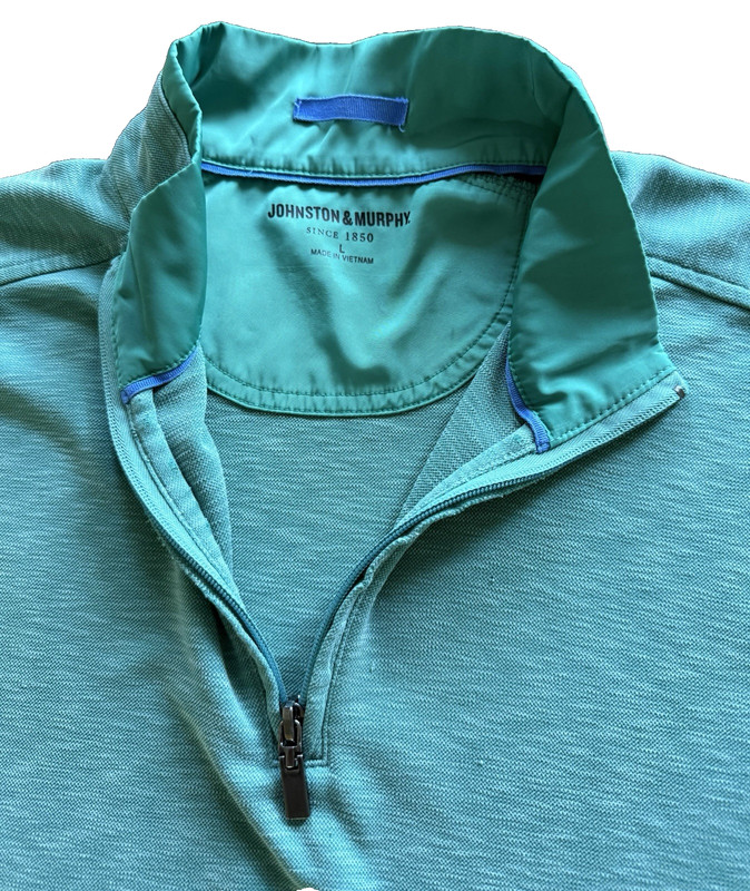 Johnston & Murphy 1/4 Performance Pullover Shirt Mens L Green MODAL Golf Stretch gallery