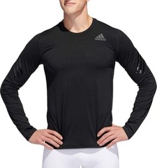 New Adidas Black S Mens Small Long Sleeve Own The Run Color Block T-Shirt DZ8423