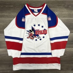 Vintage Disney Hockey Jersey Mens Large White Mickey Mouse All Stars Red 90s USA