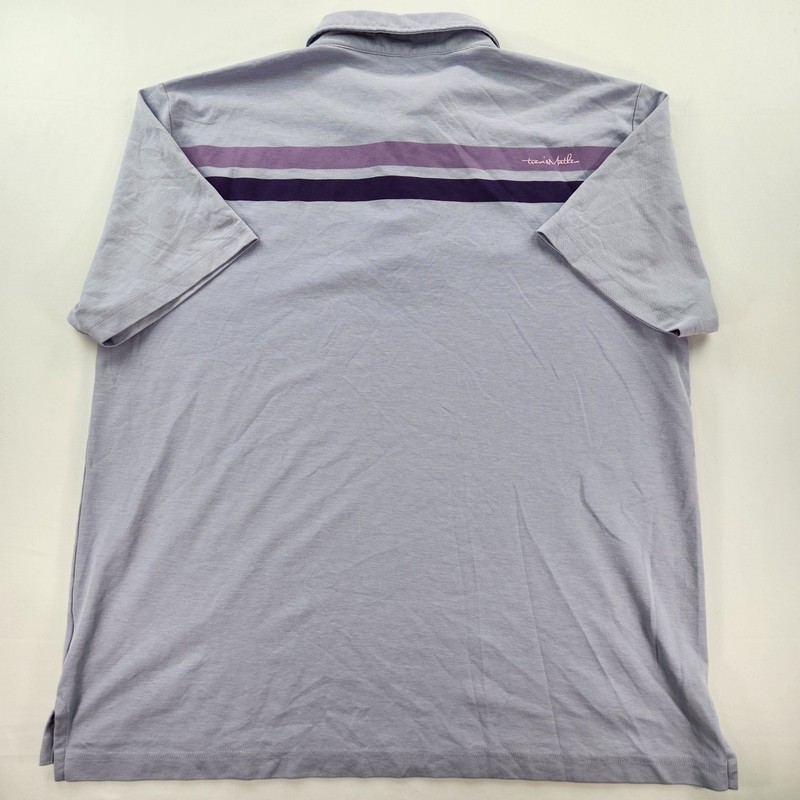 TravisMathew XXL Pique Polo Shirt Lavender Chest Stripe Golf Performance gallery