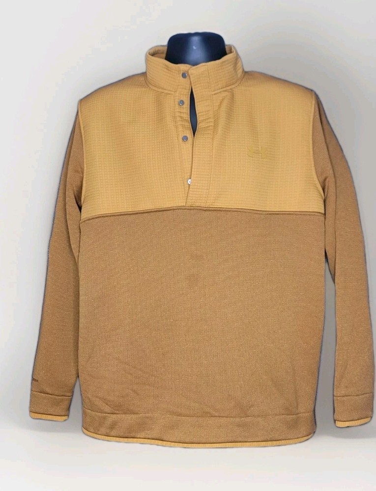 Under Armour Golf 1/4 Button Snap Sweatshirt Mens Large Yellow Gold Cold Gear