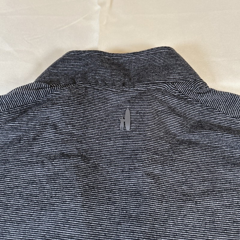 Johnnie-O Pullover Striped Medium Vaughn 1/4 Zip Long Sleeve, Blk/Gray Mock Neck gallery