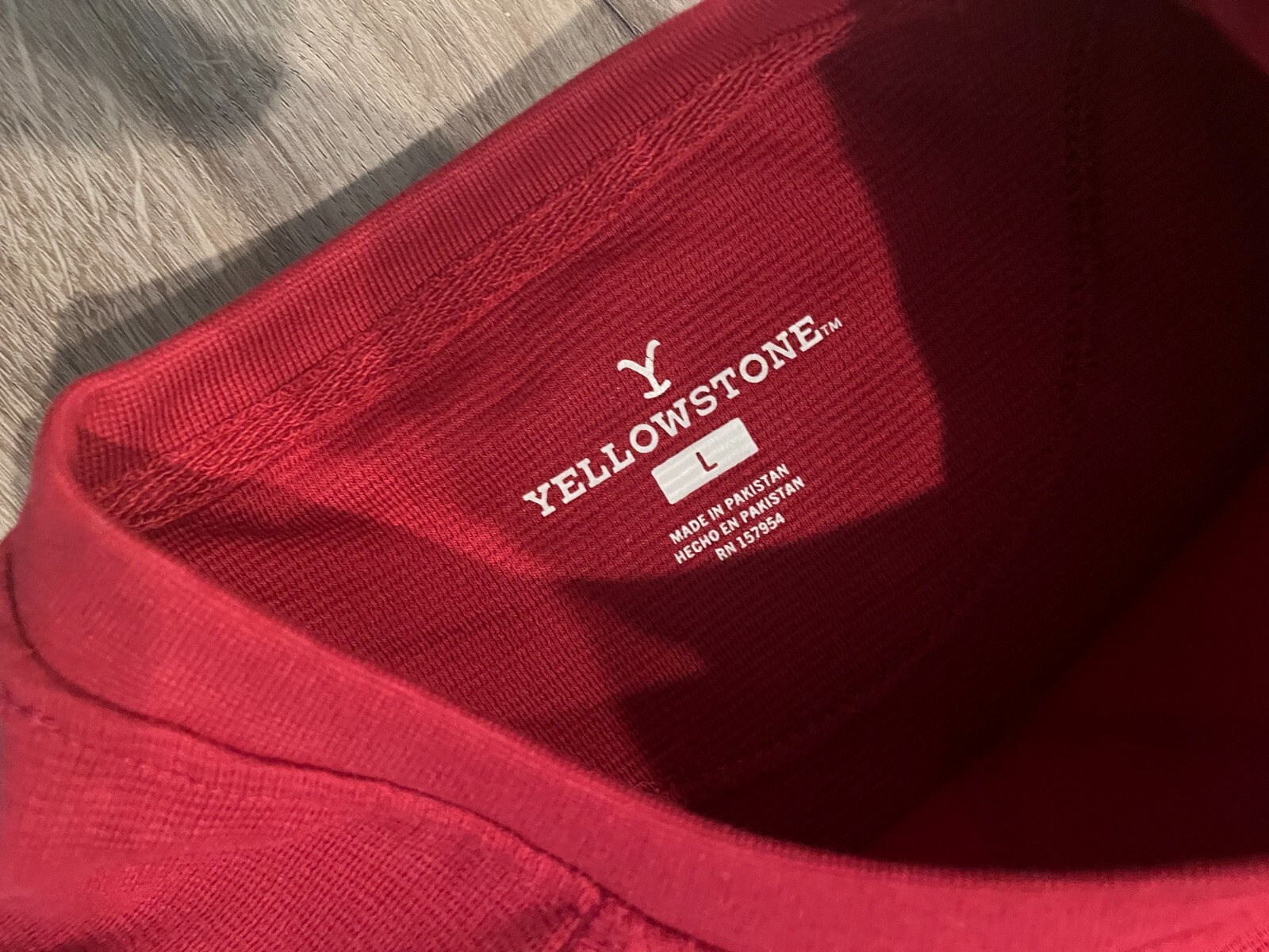 Yellowstone Mens Rugged LS Waffle Crew Neck Pullover Shirt, Red Size L, No Tag gallery