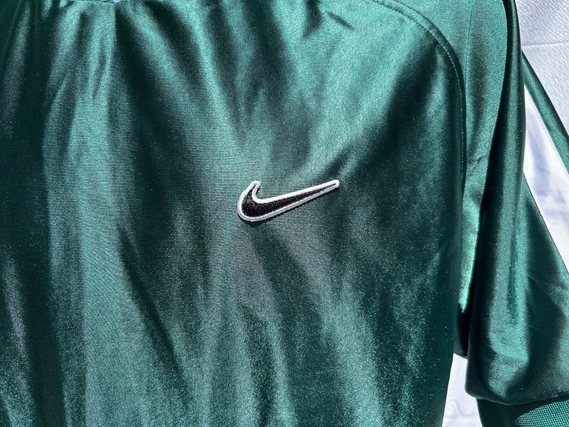 Vtg 90s Nike Pullover Green Yellow Front Swoosh Heavy Shirt Mens M Reversible gallery