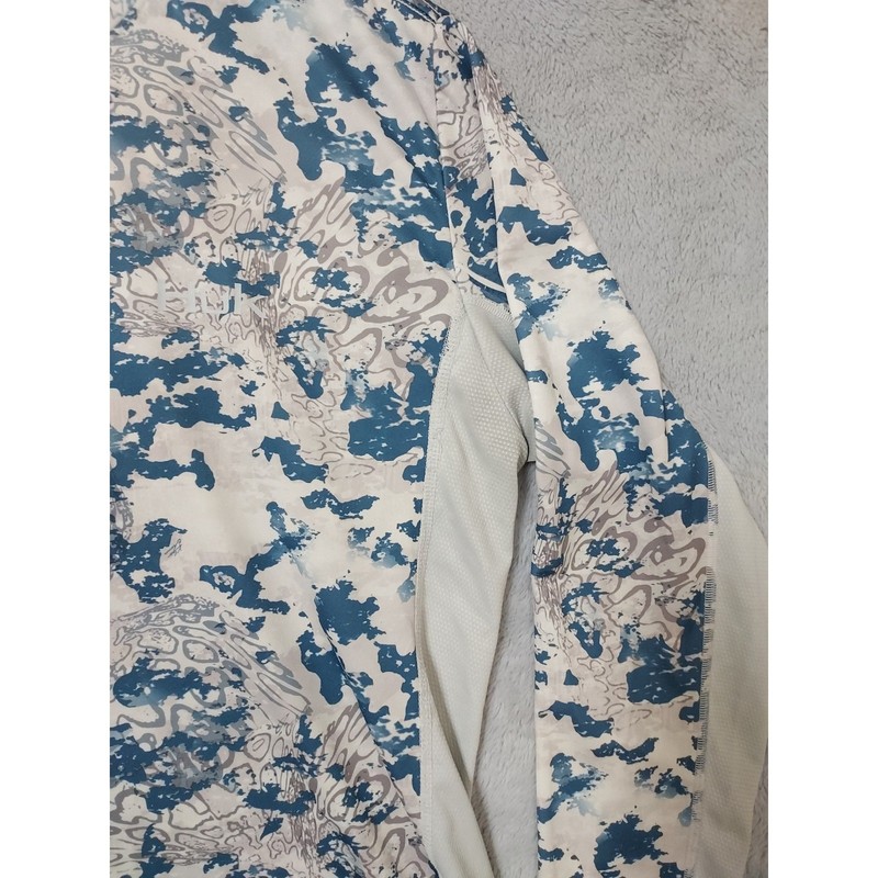 Huk Shirt Mens Large Fishing Performance Camo Long Sleeve White Blue WORN SPTOS gallery