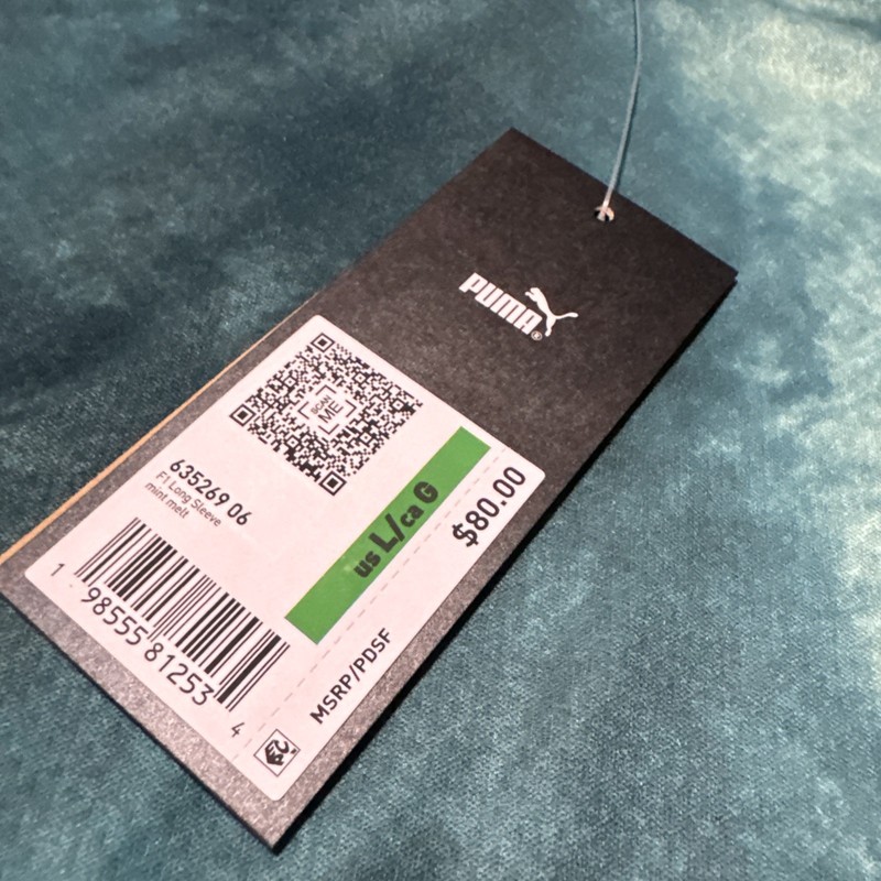 Puma X Formula 1 Men's Long Sleeve Motorsports Tee Shirt Large New Green gallery
