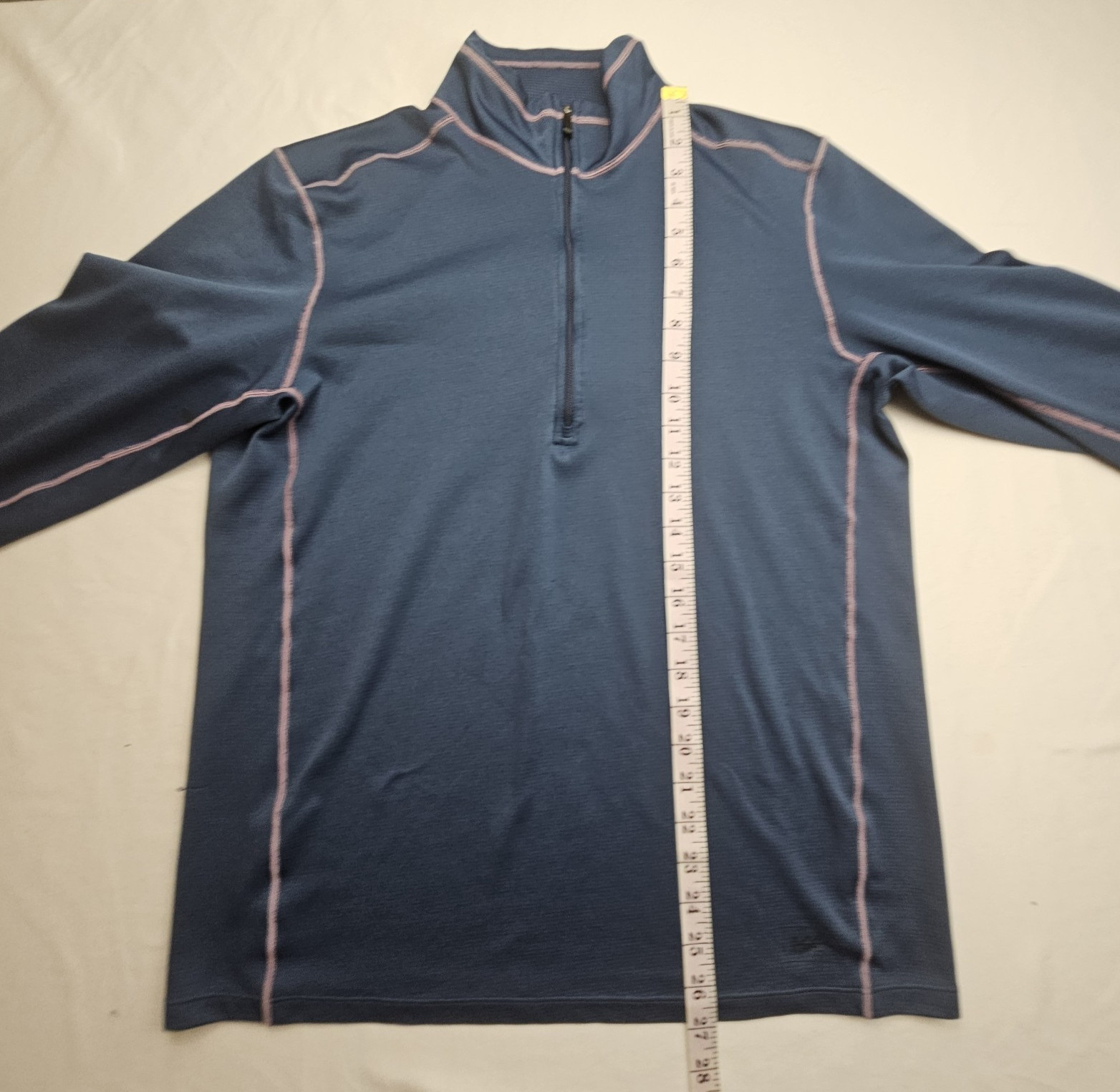 REI Mens Large 1/4 Zip Blue Waffle Knit Base Layer Shirt Outdoor Stretch gallery