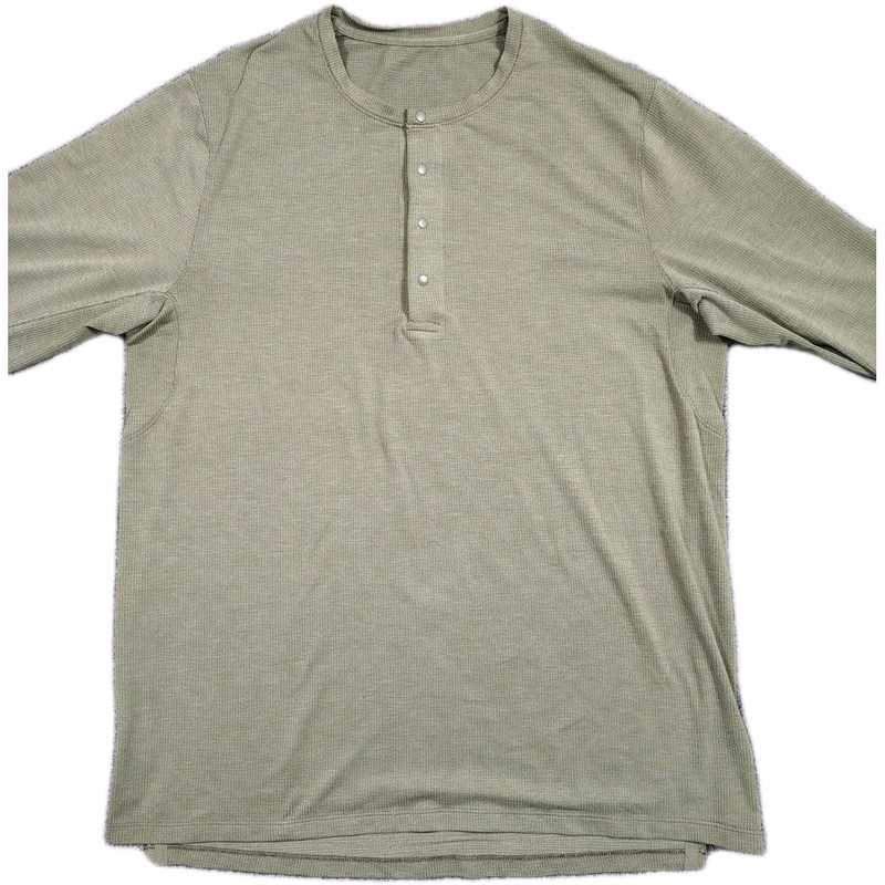 Lululemon Reinstate Henley Shirt Men's M Green Long Sleeve Lightweight Stretch gallery