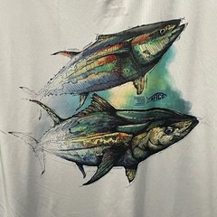 AFTCO Mens Gray Tuna Fishing Performance T Shirt XL Teach’s Lair Sun Protection