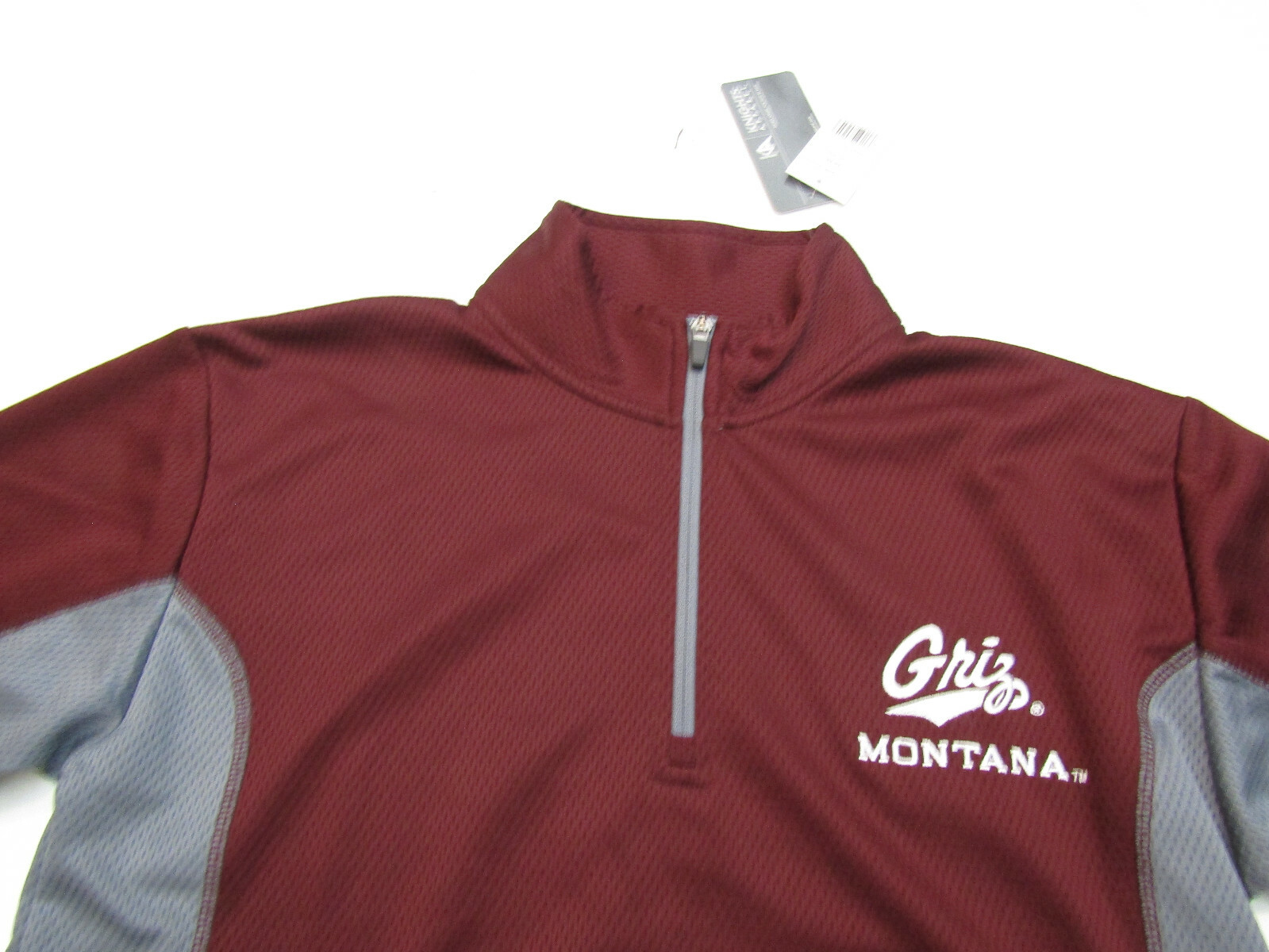 NWT Mens KNIGHTS APPAREL Maroon Gray MONTANA GRIZZLIES 1/4 Zip Pullover Medium gallery