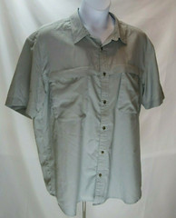 Mens St Johns Bay Vented Quick Dry Shirt Sz XXL Gray SS Fishing Hiking Button Fr