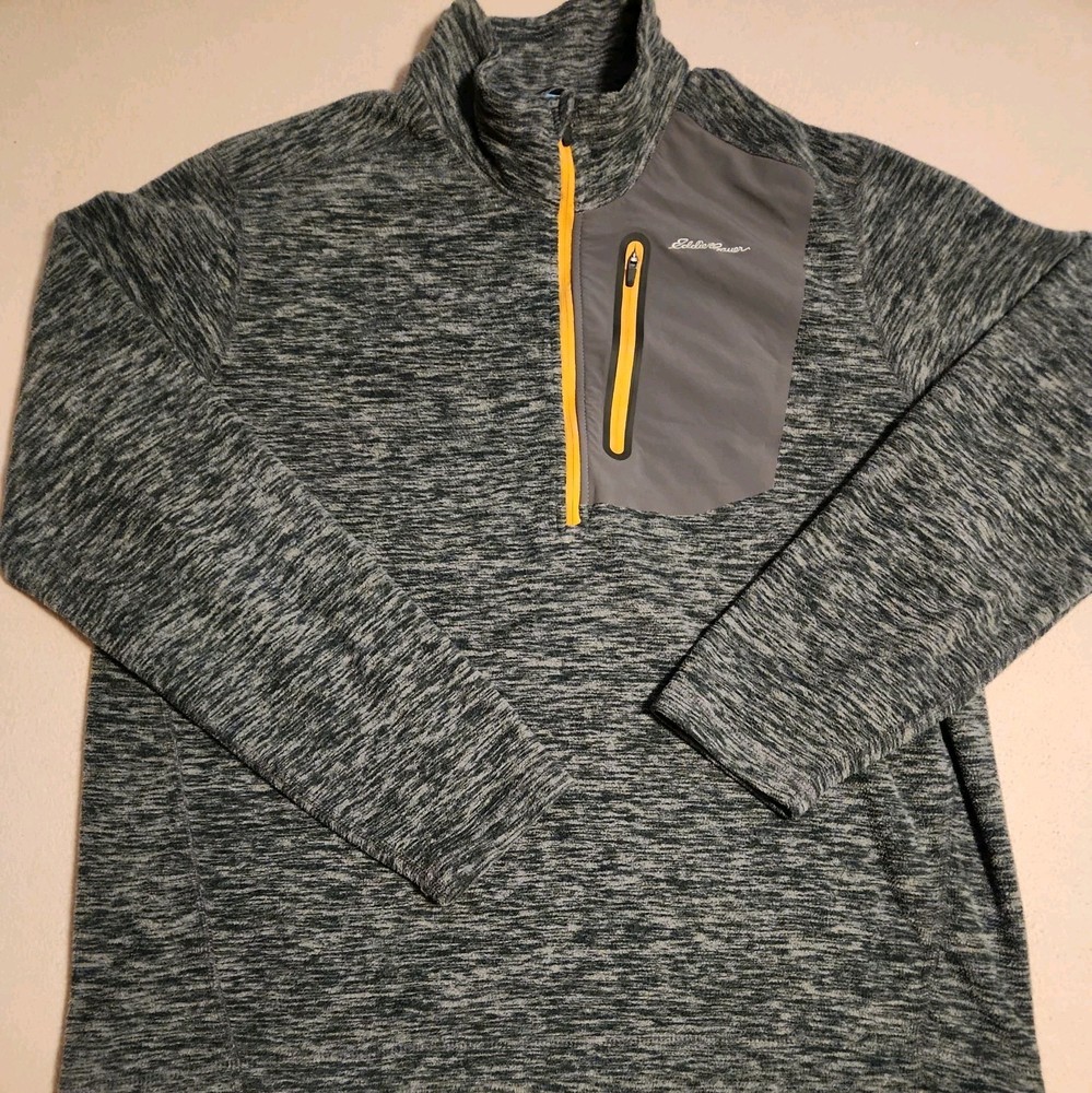 Eddie Bauer First Ascent 1/4 Zip Cloud Fleece Mens XL Gray Pocket Pullover