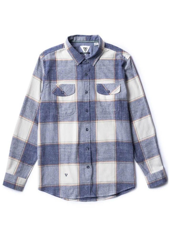 Vissla Central Coast Eco Long Sleeve Flannel Men's Sweatshirt, Dark Naval Heathe