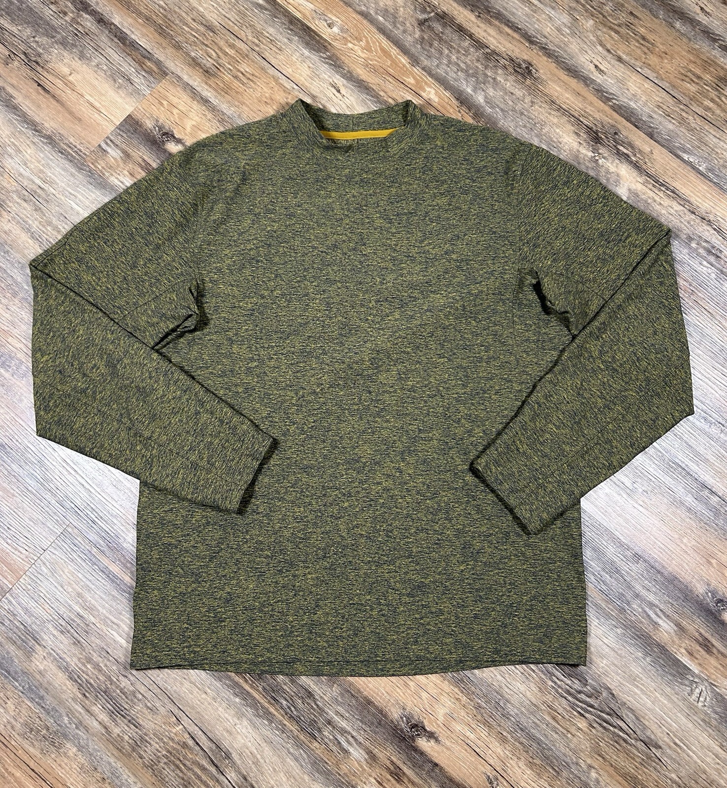 Lululemon Rulu Mock Neck Long Sleeve Shirt Men's Large Heathered Green Stretch gallery